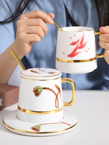 일본풍 클래식 뚜껑머그잔 커피테이블 커피찻잔세트