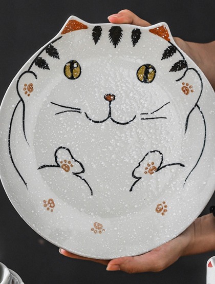 일본풍 고양이모양접시 5종 캐릭터그릇 내열도자기