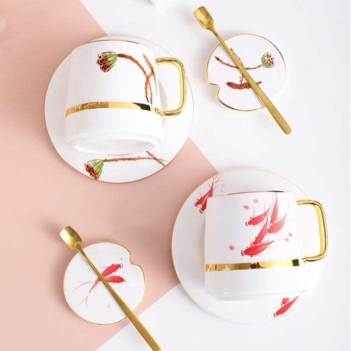 일본풍 클래식 뚜껑머그잔 커피테이블 커피찻잔세트