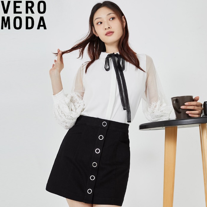 VERO MODA 레이스리본 쉬폰 셔츠 320331501