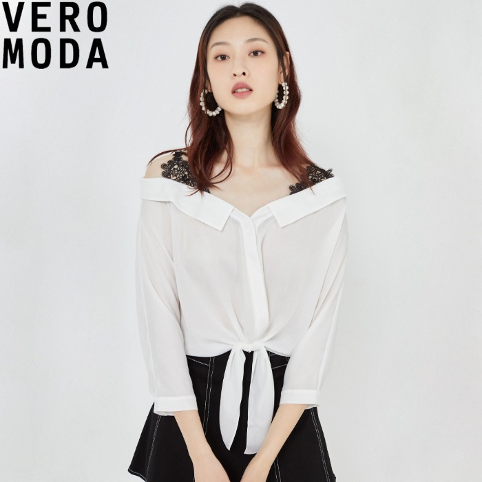 VERO MODA 레이스 숄더스트랩 셔츠 320331055