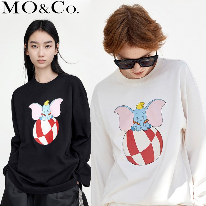 MO&amp;CO Disney Dumbo 콜라보레이션 롱슬리브 티셔츠 MBB1TEET05